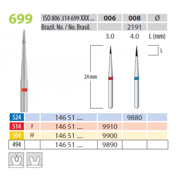 Freze diamantate, efilate, forma 699